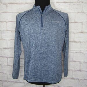 TESLA Employee Men's size M Athletic 1/4 Zip Pullover Shirt Top Heather Blue